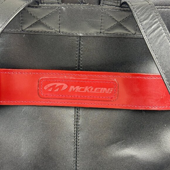 McKlein EDISON Laptop Slim Backpack Black Red Top Grain Cowhide Leather - Picture 4 of 16